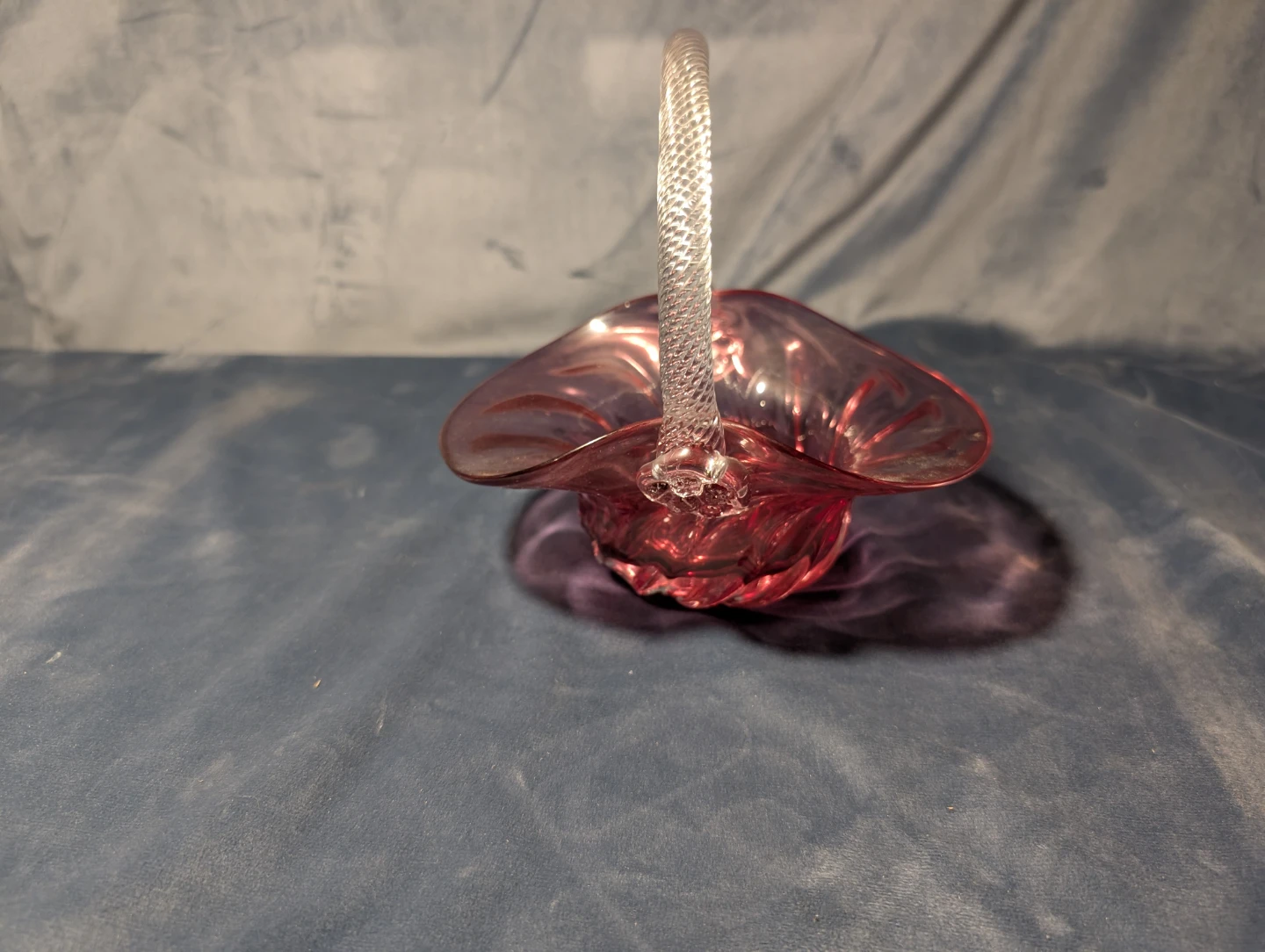 Pink Glass Basket with Handle - photo 2