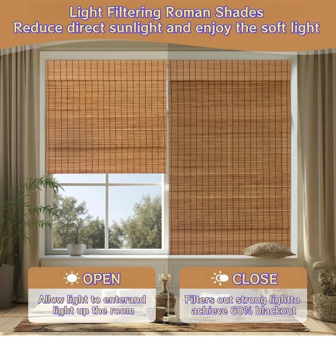 Bamboo Roman Shade Window Blind - photo 4