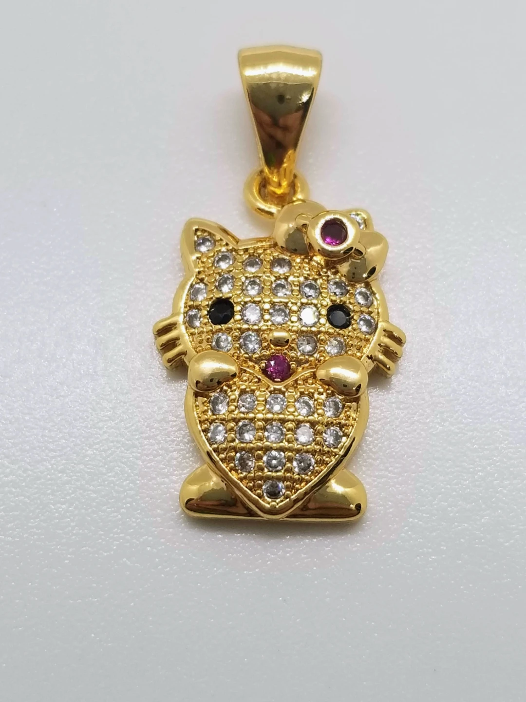 Gold Tone Hello Kitty Pendant with Crystals