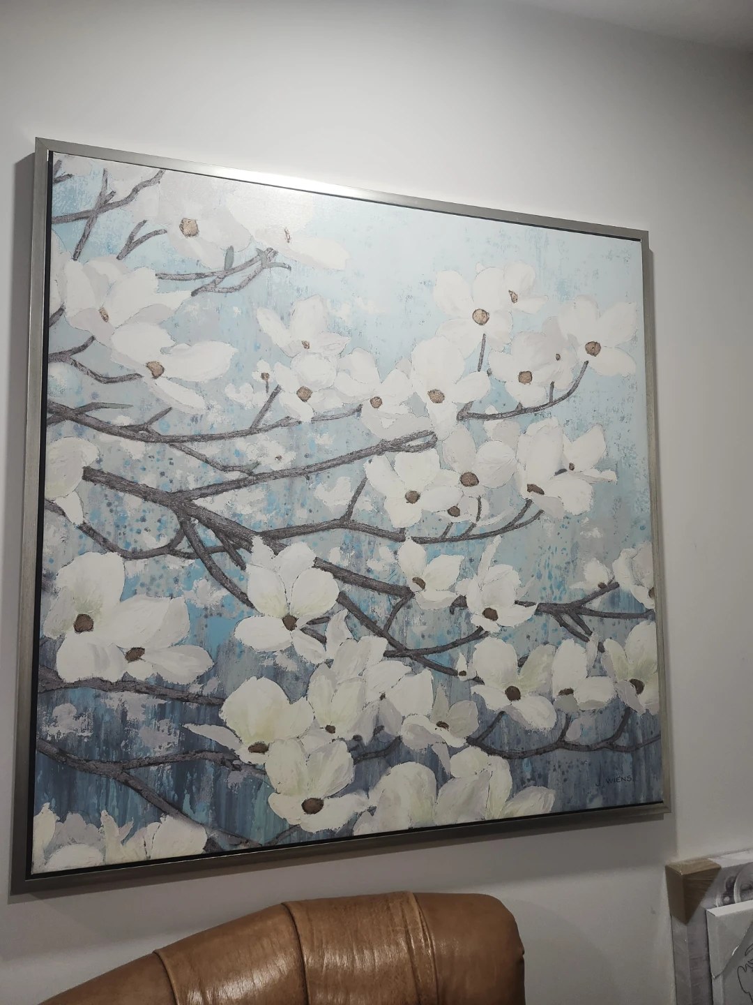 Framed White Magnolia Blossom Art