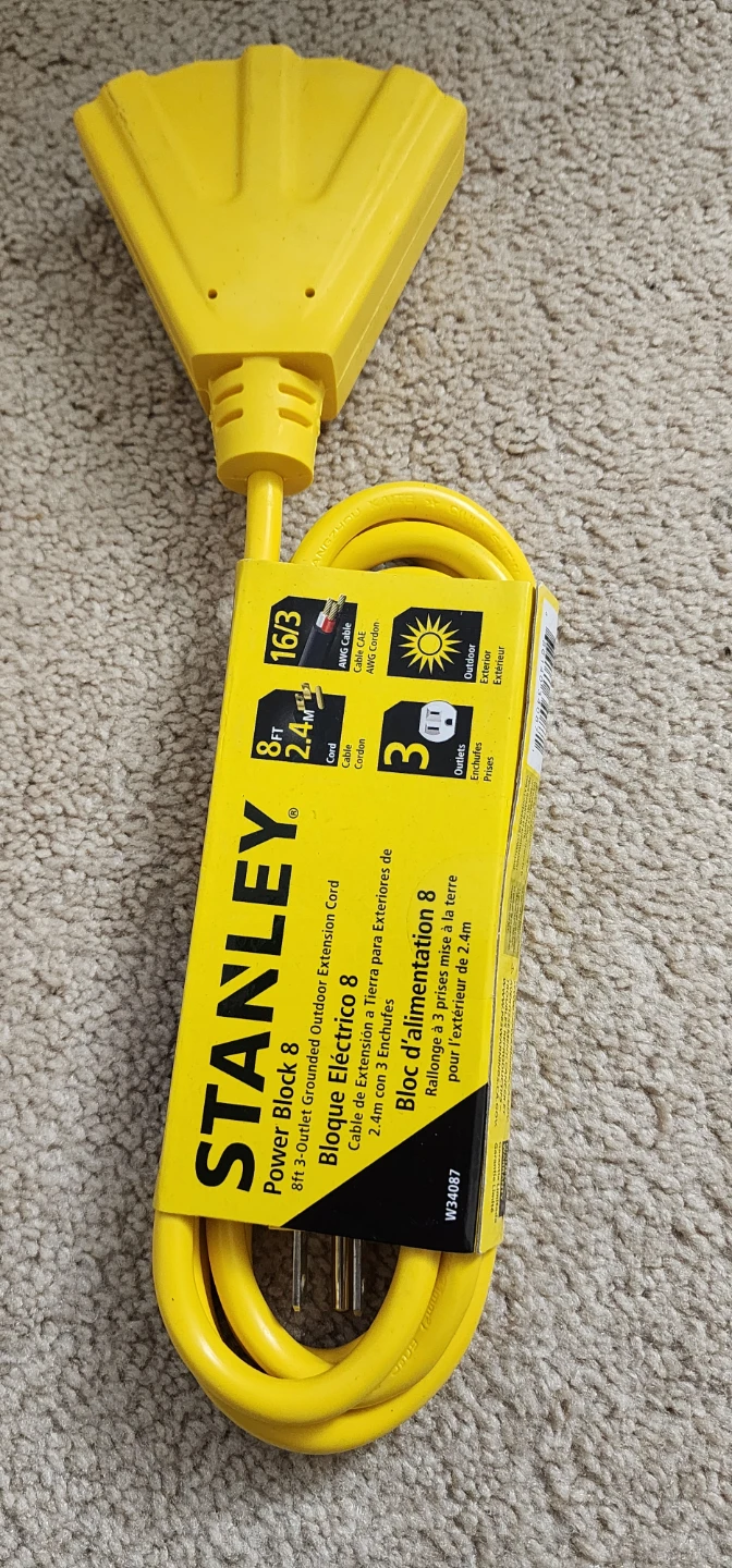STANLEY Power Block 8 8ft 3-Outlet Outdoor Extension Cord