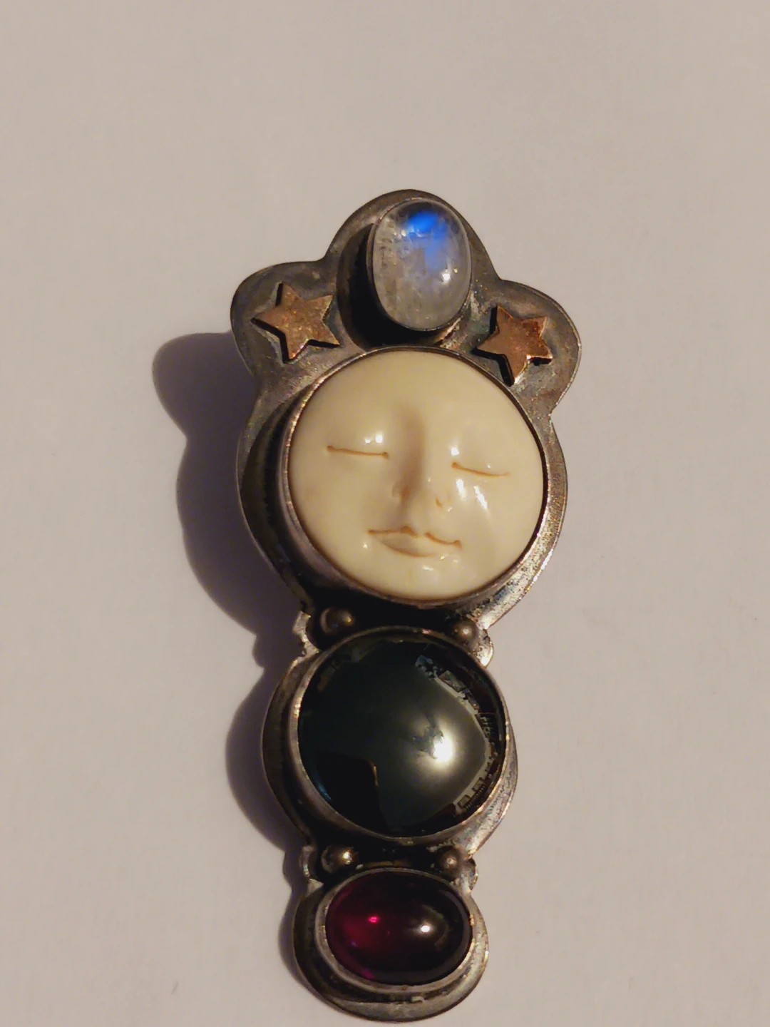 Sajen Sterling Silver Multi Gemstones CarvedFace Goddess Pendant - photo 2