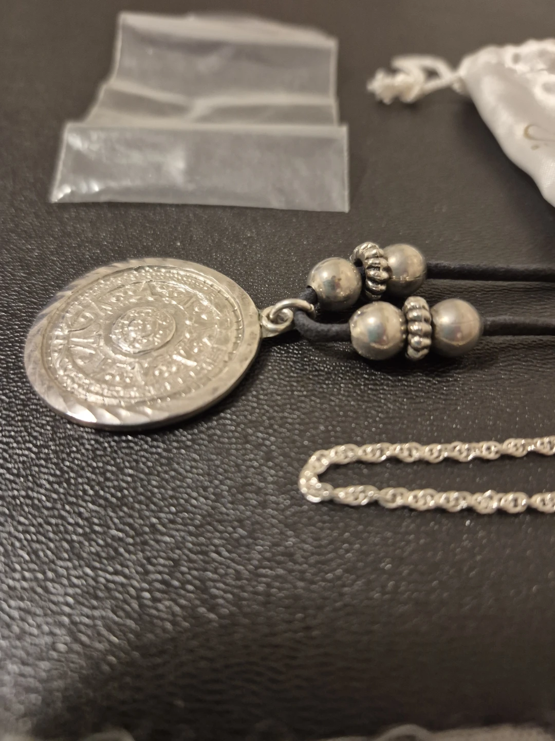 Silver Aztec Calendar Pendant Necklace & Chain Necklace ⚽️ - photo 3