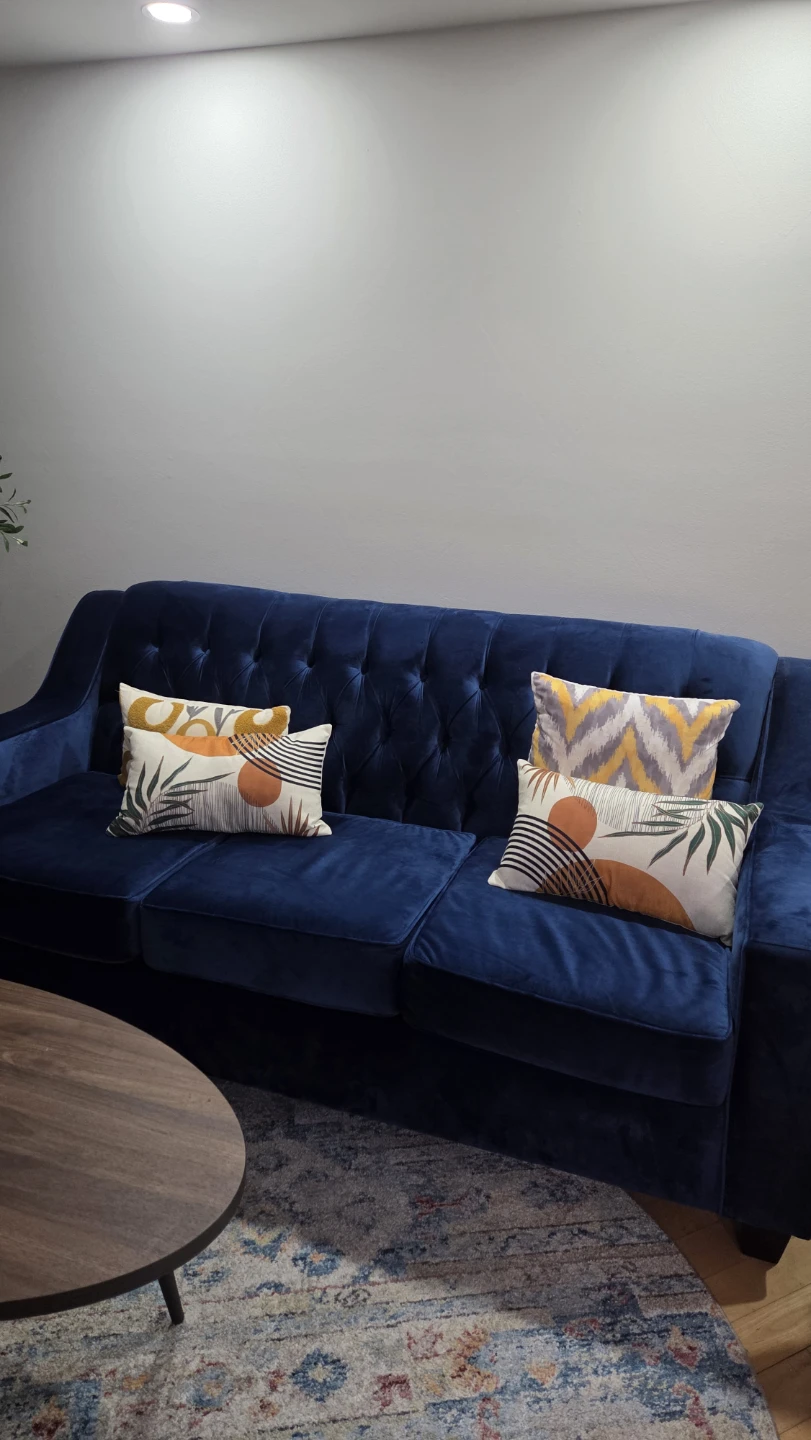 Blue Velvet Tufted Sofa - photo 2