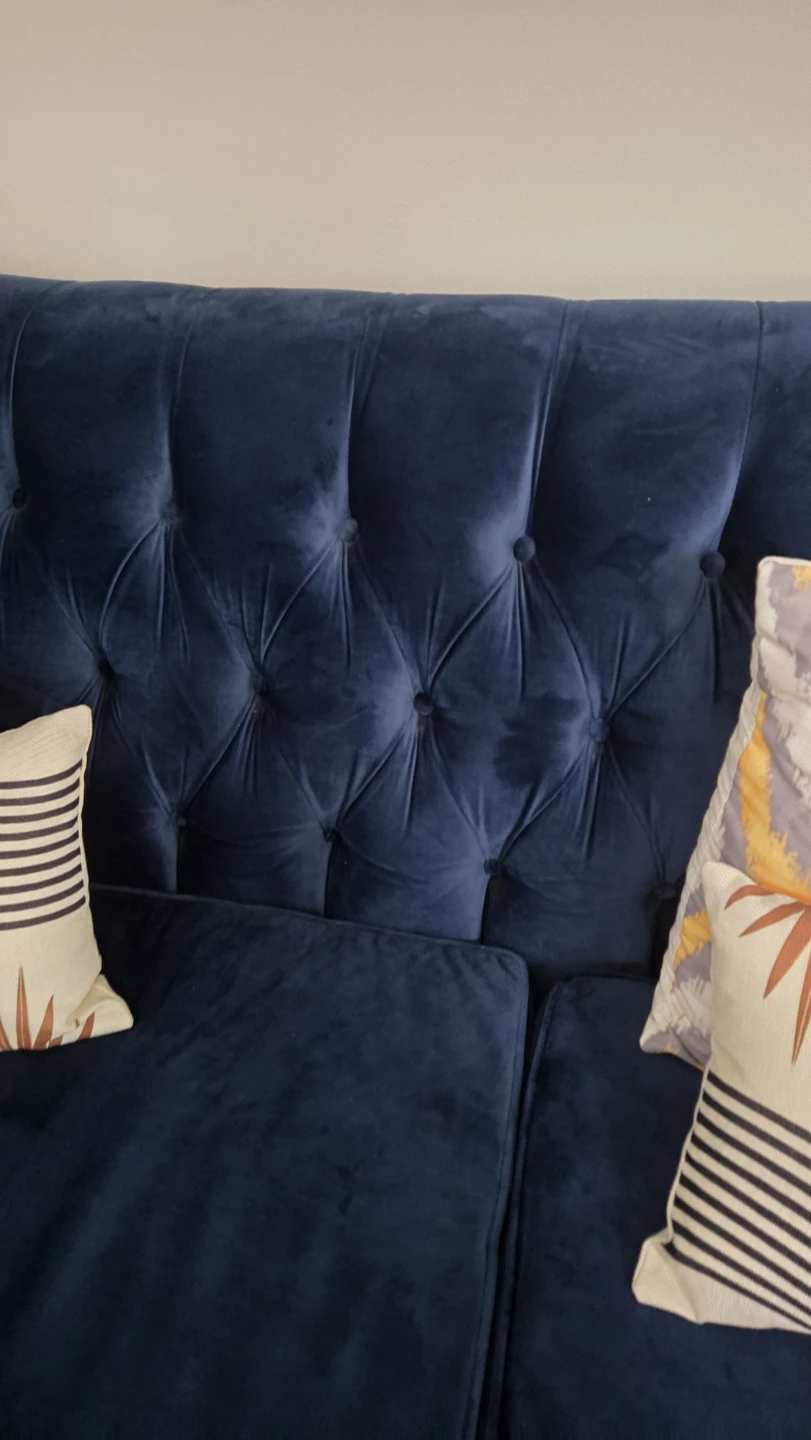 Blue Velvet Tufted Sofa - photo 3