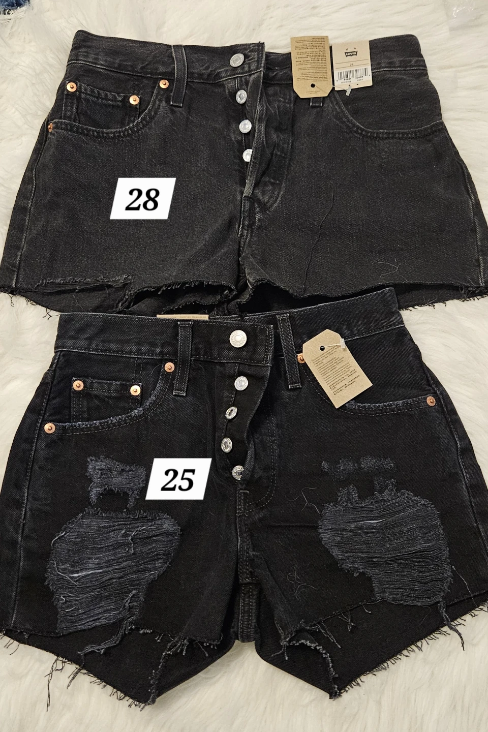 Levi's 501 Denim Shorts - Black 25 & 28