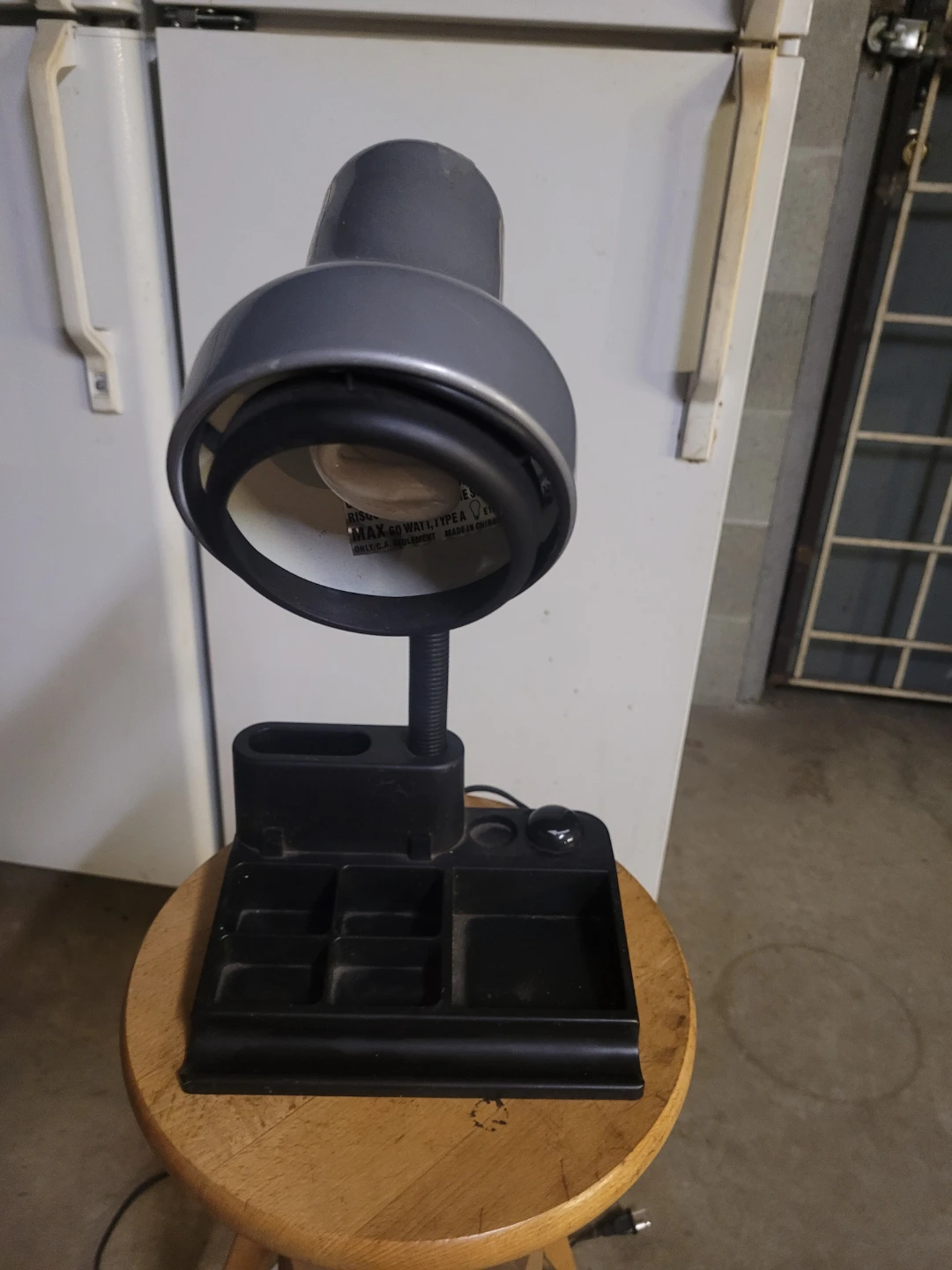 Grey Desk Lamp with Organizer Base