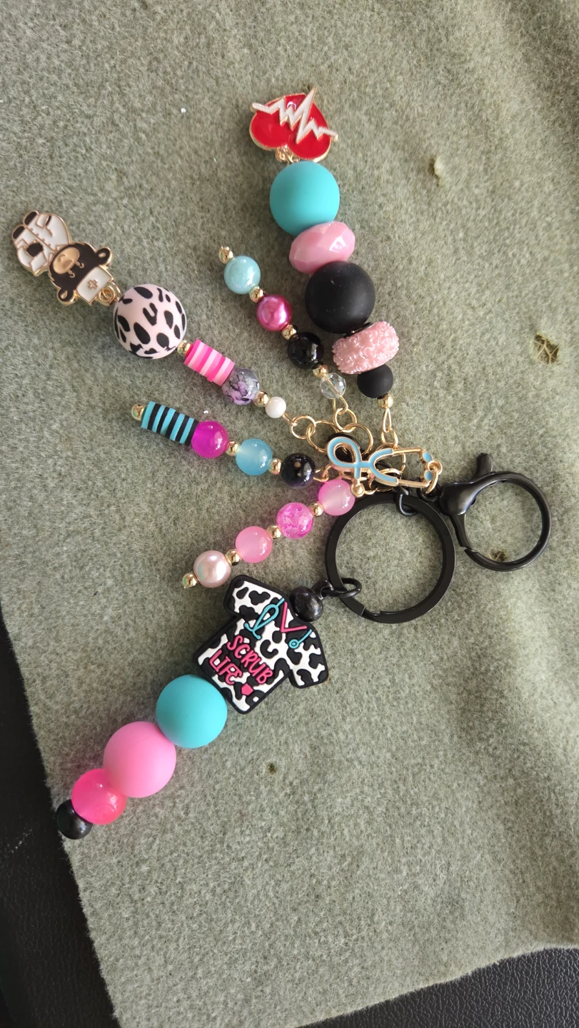 Nurse Life Beaded Keychain