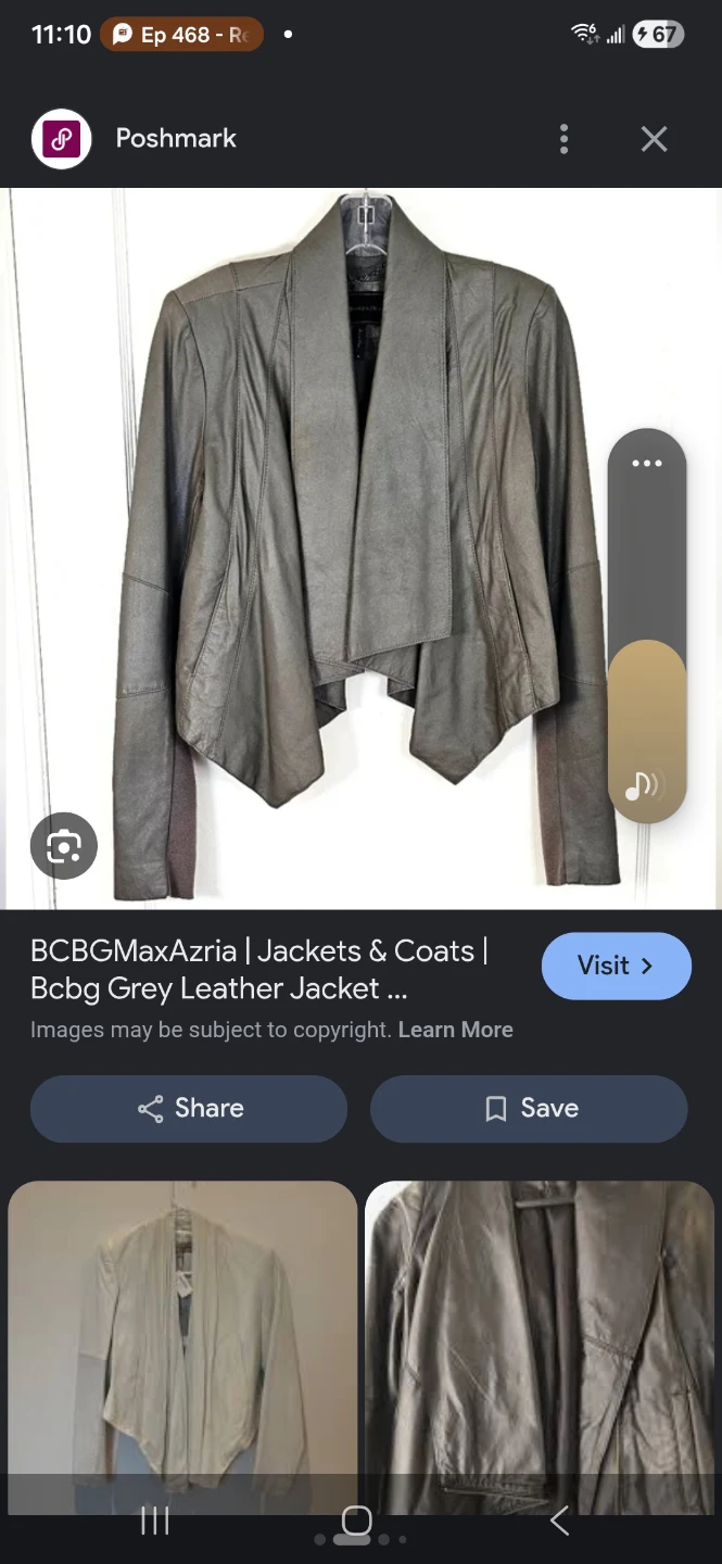 BCBGMaxAzria Grey Leather Draped Collar Blazer