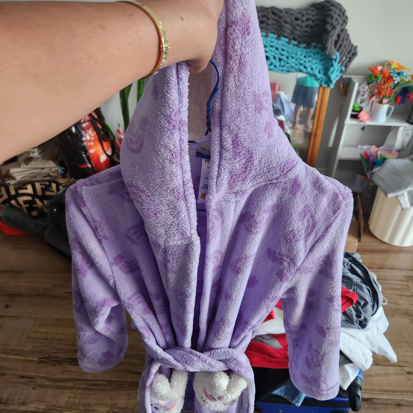 Pekkle Girls Lavender Unicorn Fleece Robe - photo 4