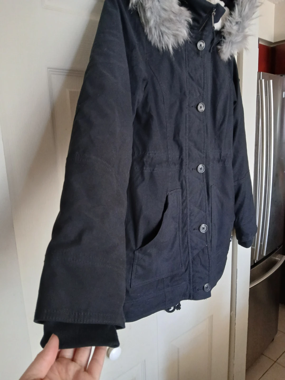Hollister Heritage black jacket with faux fur, size XS - photo 5