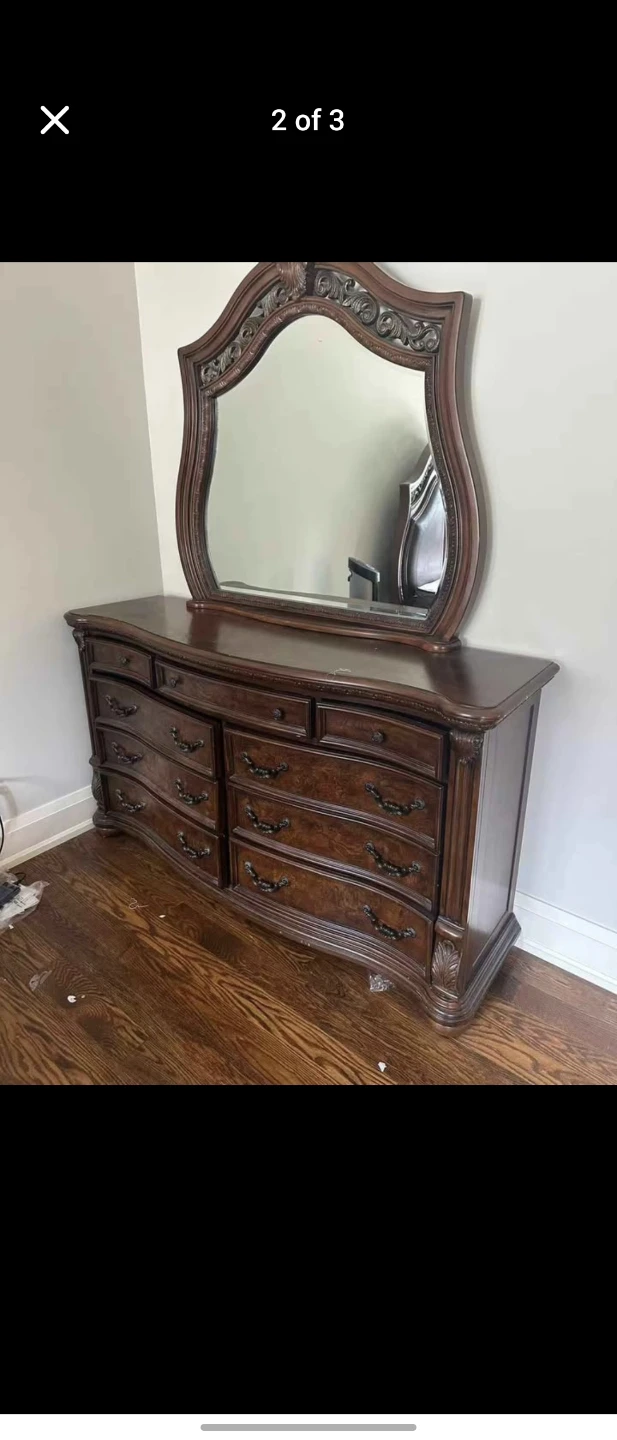 Dark Wood Dresser with Mirror