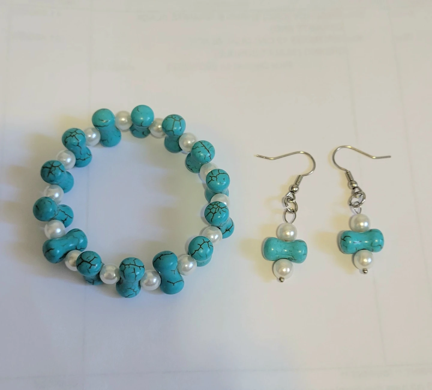 Turquoise Beaded Bracelet and Earring Set