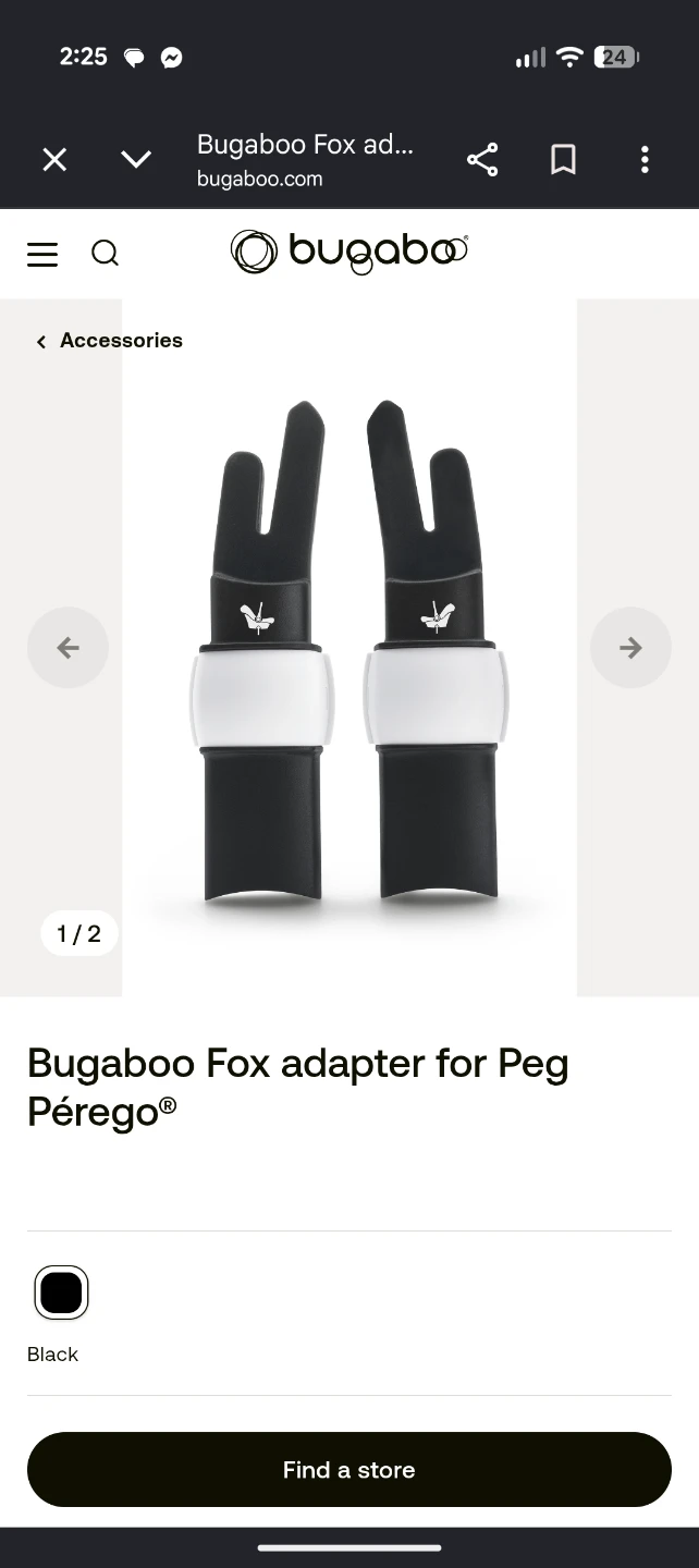 Bugaboo Fox Adapter for Peg Perego Car Seats - Black