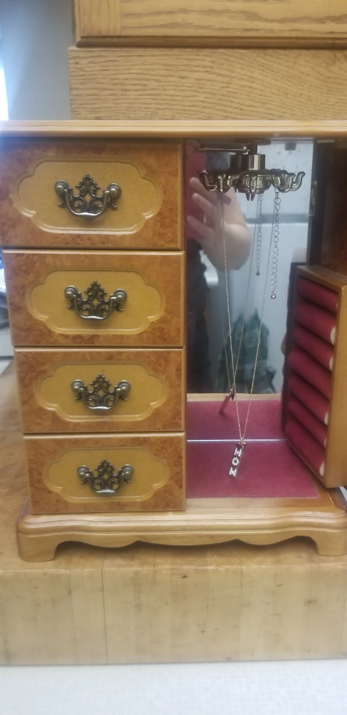 Wooden Jewellery Box with Drawers and Mirrored Door - photo 2