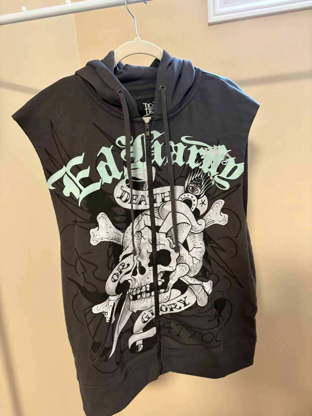 Ed Hardy Sleeveless Zip-Up Hoodie