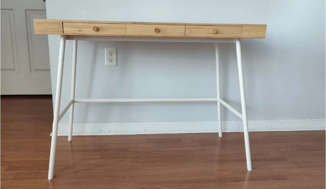 Bamboo desk with three drawers