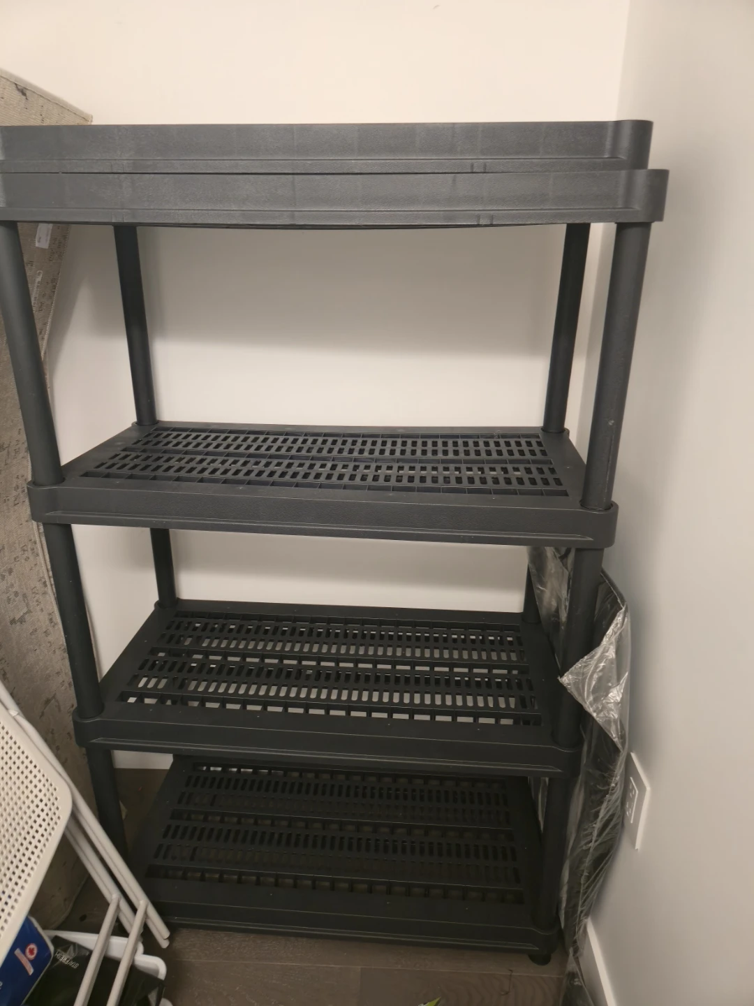 Grey 4-Tier Plastic Shelving Unit