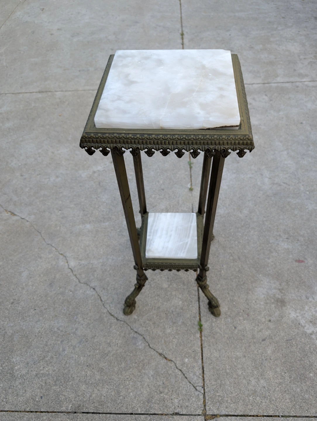 Antique Marble Top Plant Stand