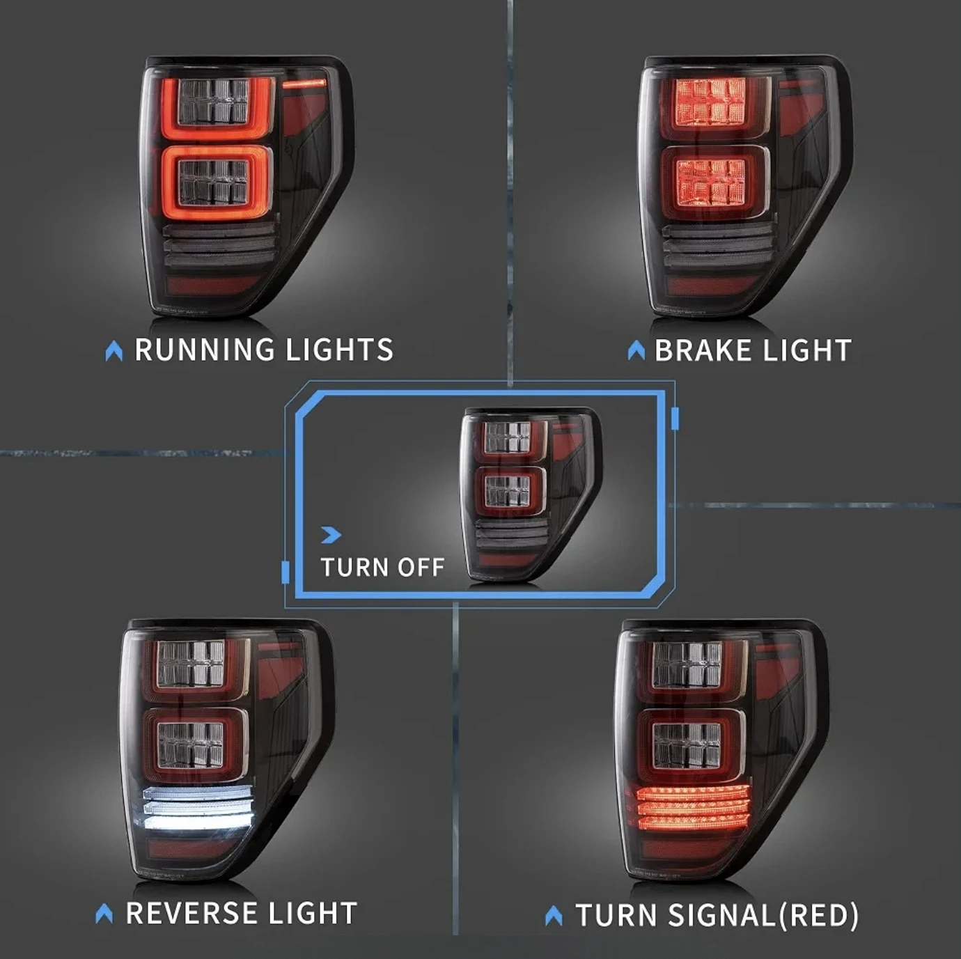 Black LED Tail Lights for Ford F-150 (2009-2014) - photo 3