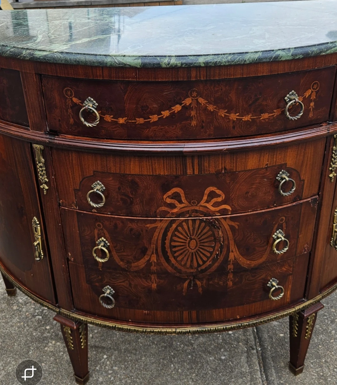 Beautiful louis xvi style halfmoon cabinet table - photo 5