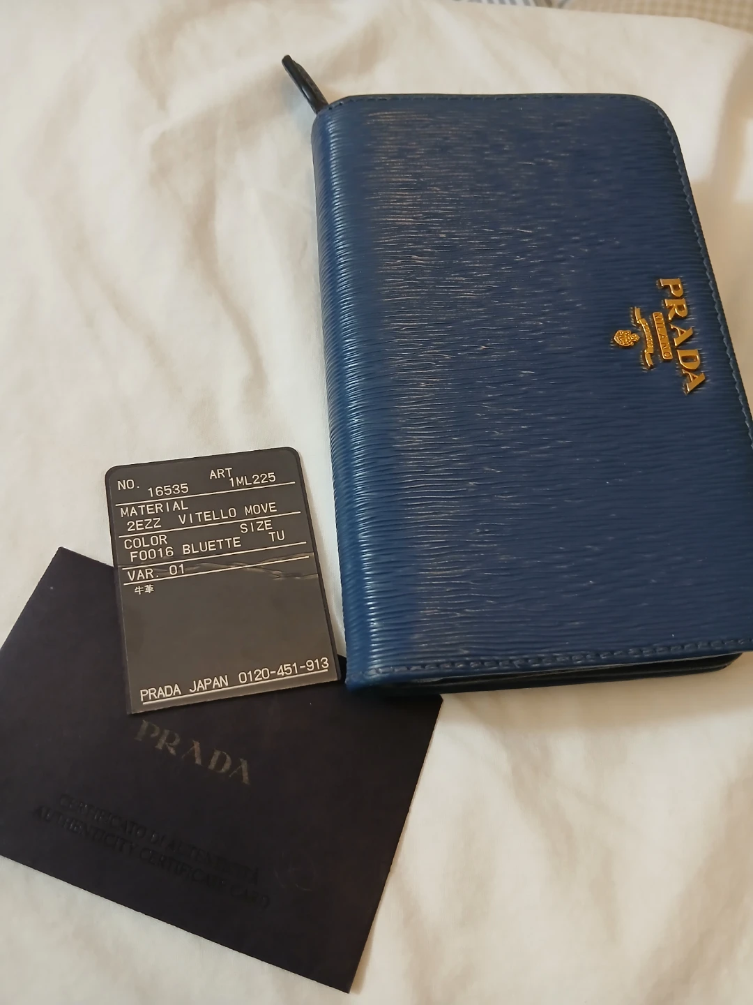 ORIGINAL Prada Blue Leather Wallet Saffiano