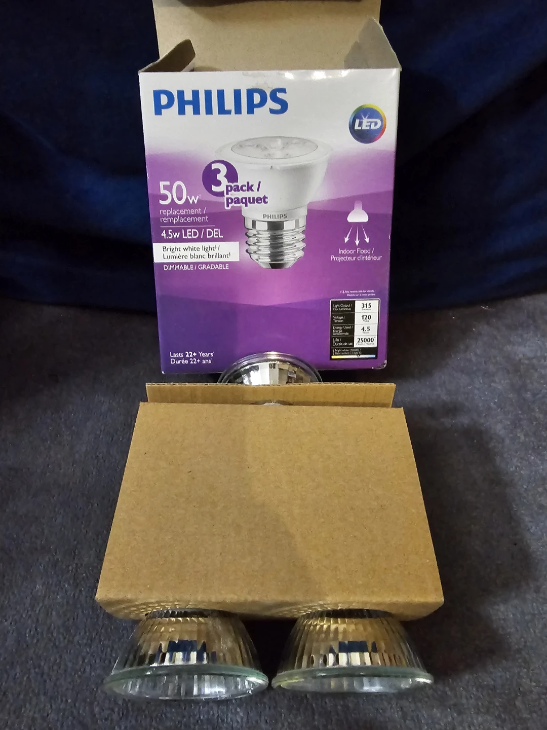 Philips 4.5W LED 50W Replacement Bulbs - 3 Pack