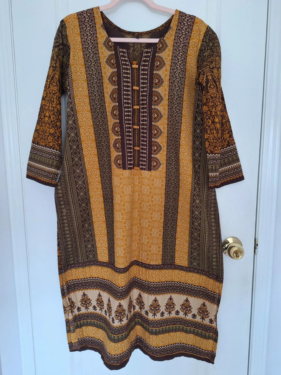 Pretty Brown and Mustard Kurta