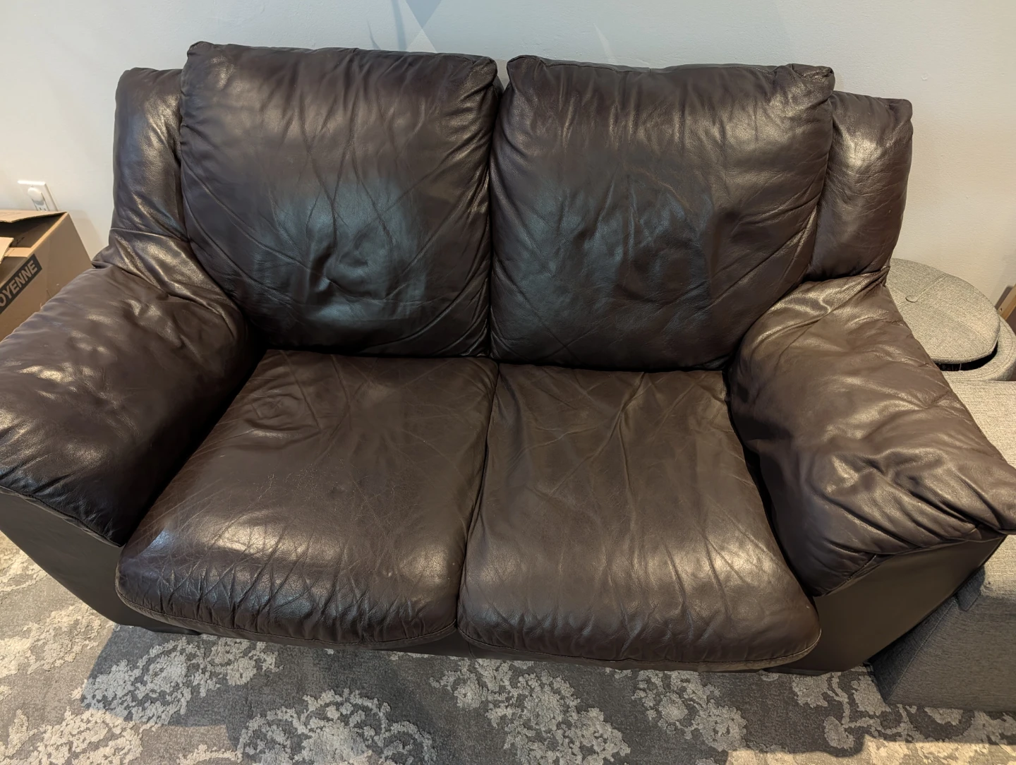 Brown Leather Sofa - photo 5