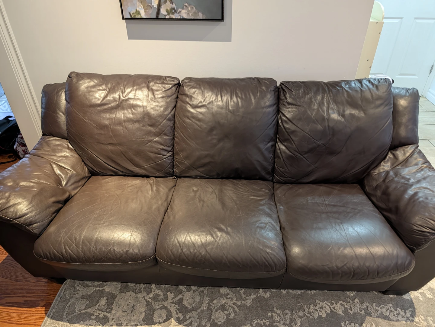 Brown Leather Sofa - photo 2