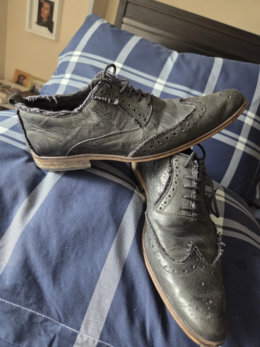 Black Leather Wingtip Dress Shoes