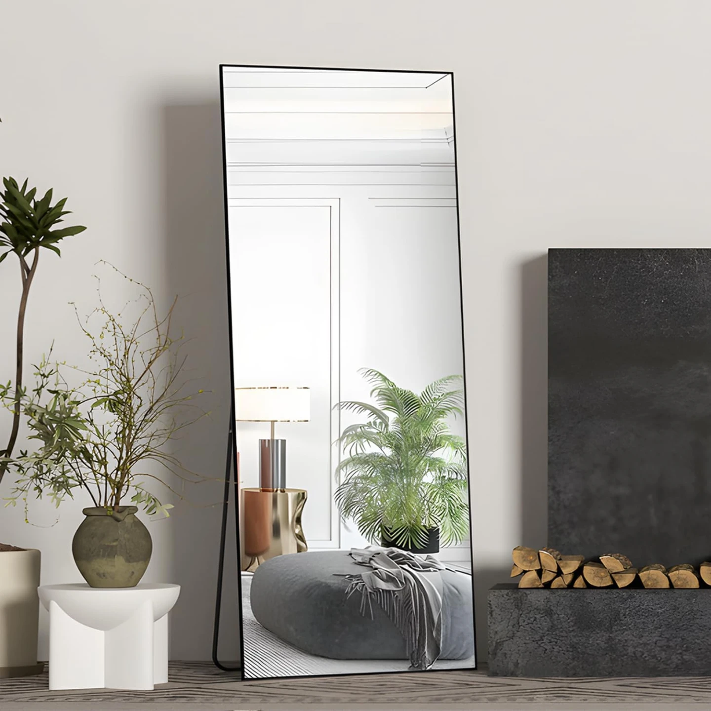 Full Length Mirror 56"x21" Floor Mirror Large Black Body