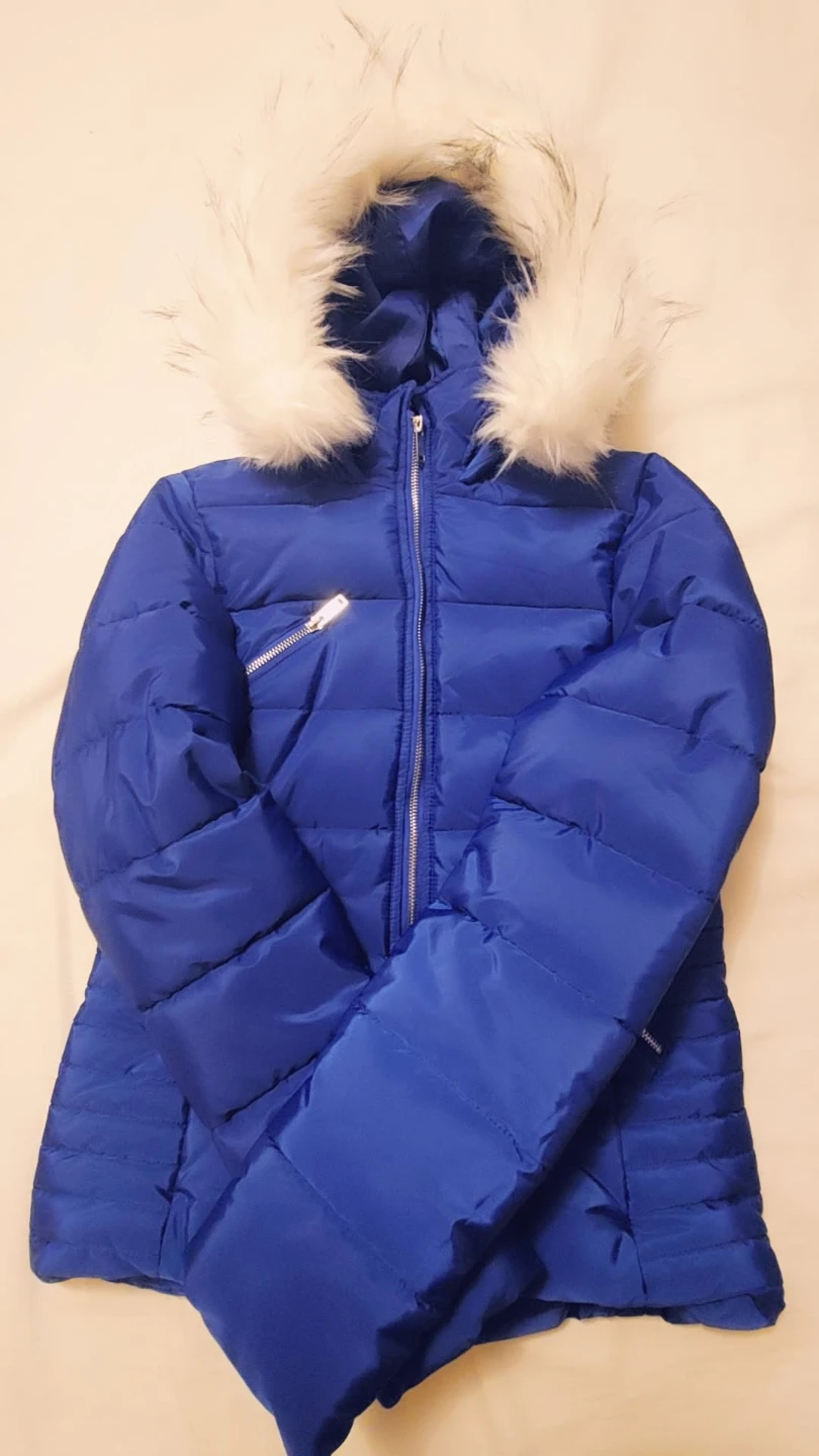 Blue Puffer Jacket with Fur Trim Hood - photo 2