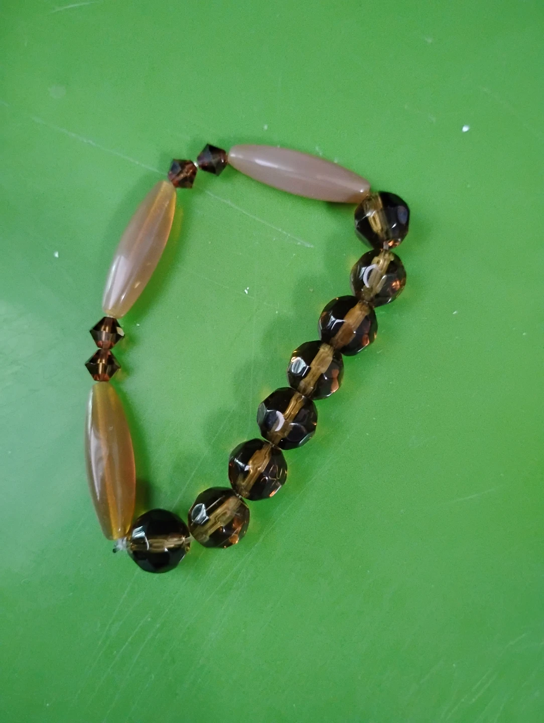 Beaded Bracelet with Amber and Translucent Beads ⚽