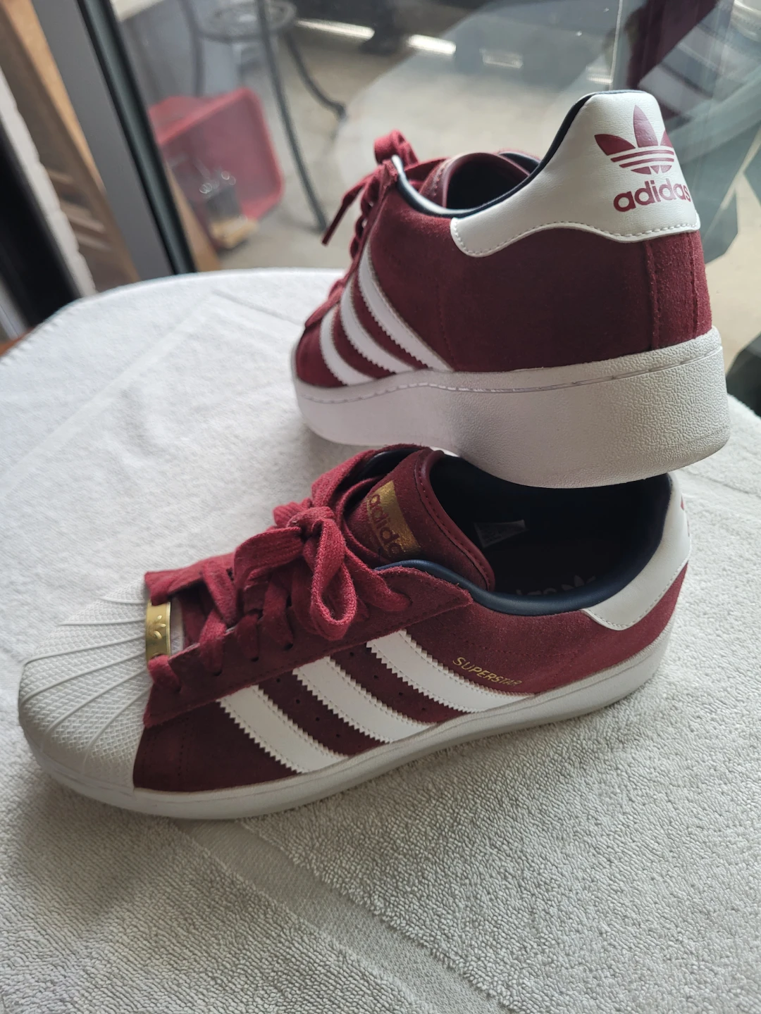 Adidas Superstar Shoes Burgundy White Size 10
