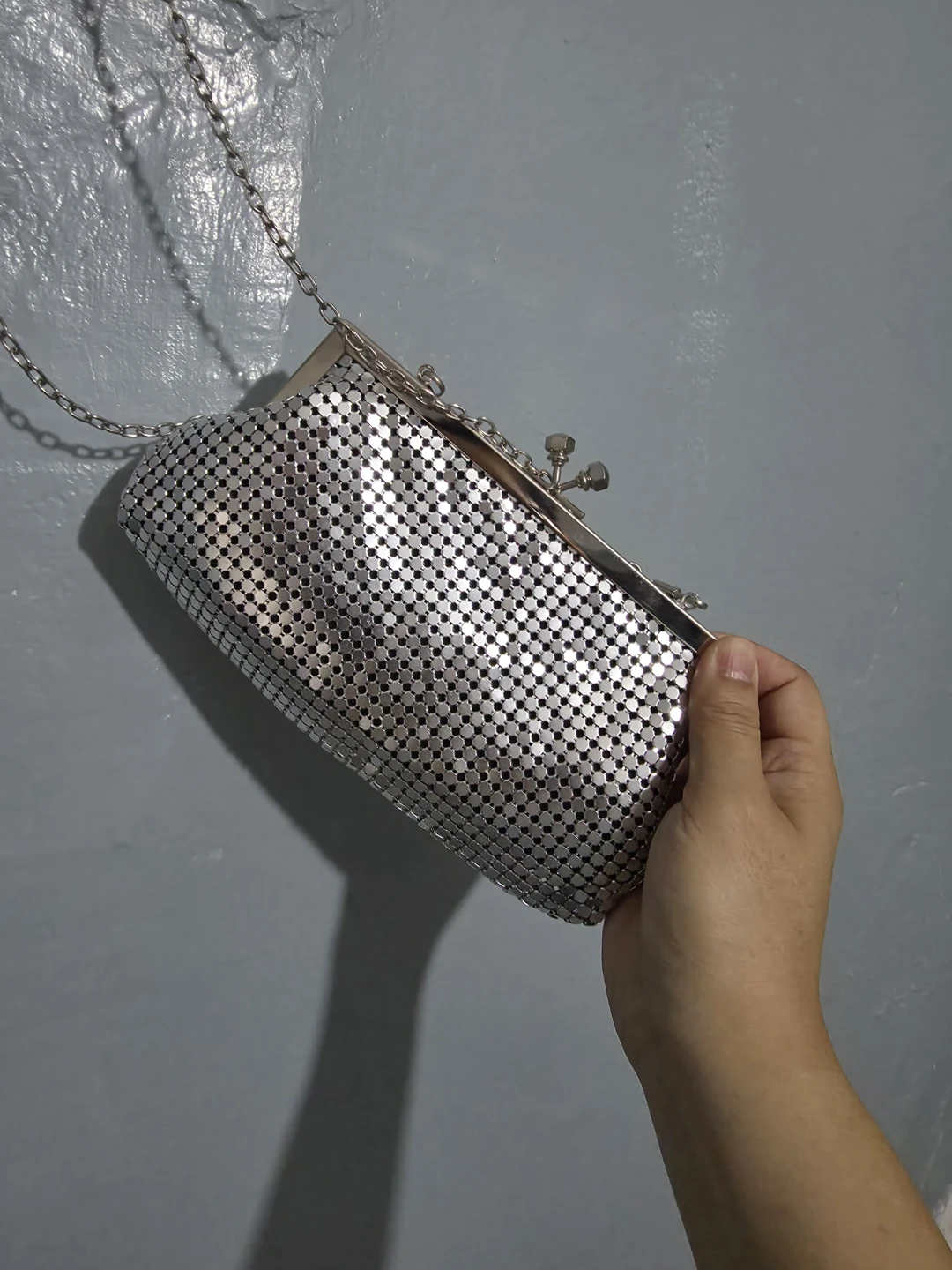 Silver Mesh Clutch Evening Bag ⚽️
