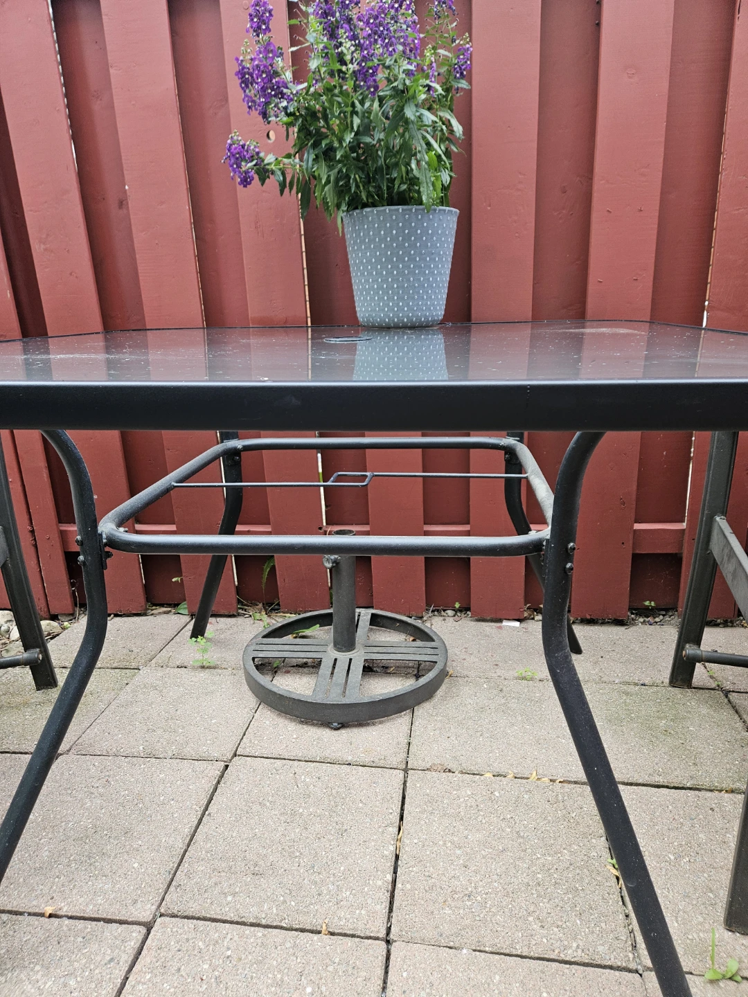 Glass Top Patio Table with Metal Frame