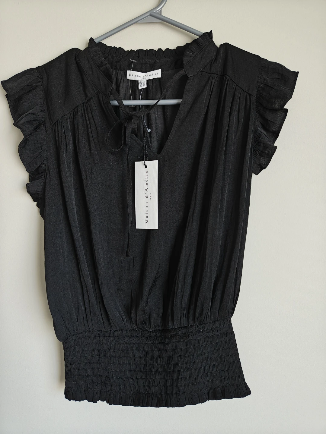 Maison d'Amélie Black Ruffle Sleeve Top - photo 2