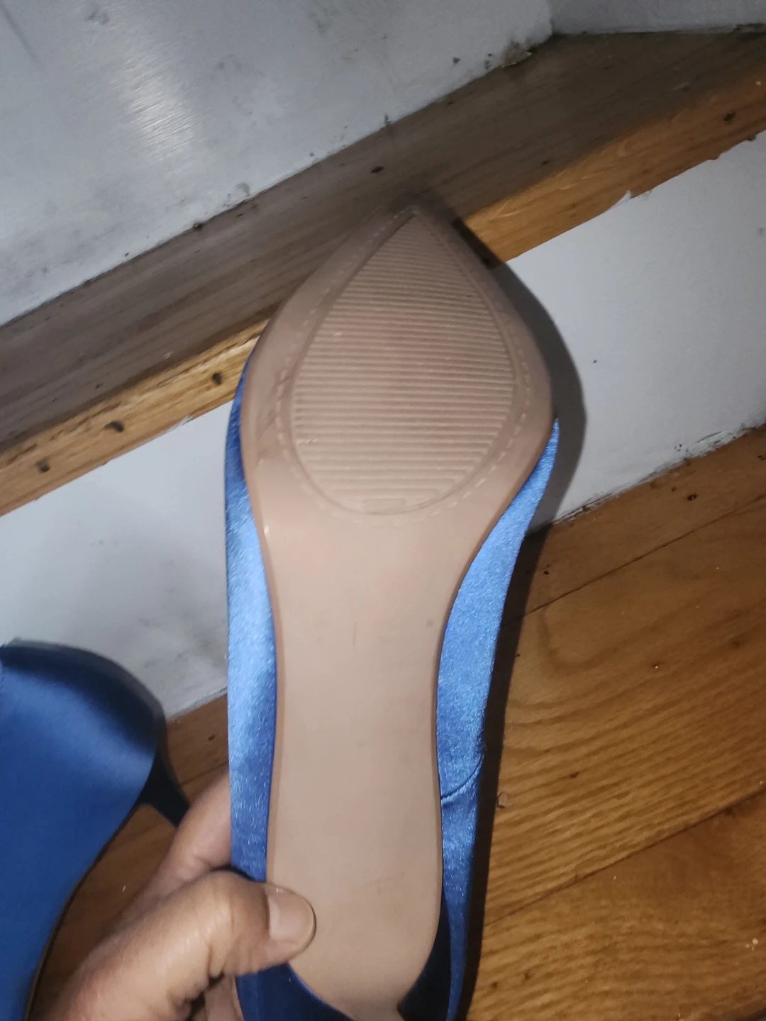 K STUDIO Blue Satin Pointed Toe Heels