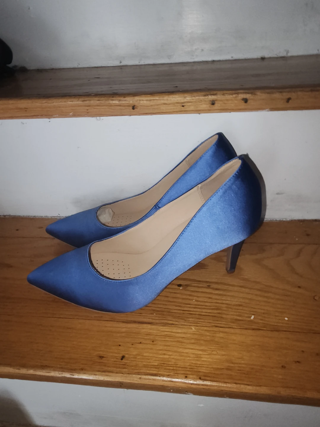 K STUDIO Blue Satin Pointed Toe Heels - photo 2