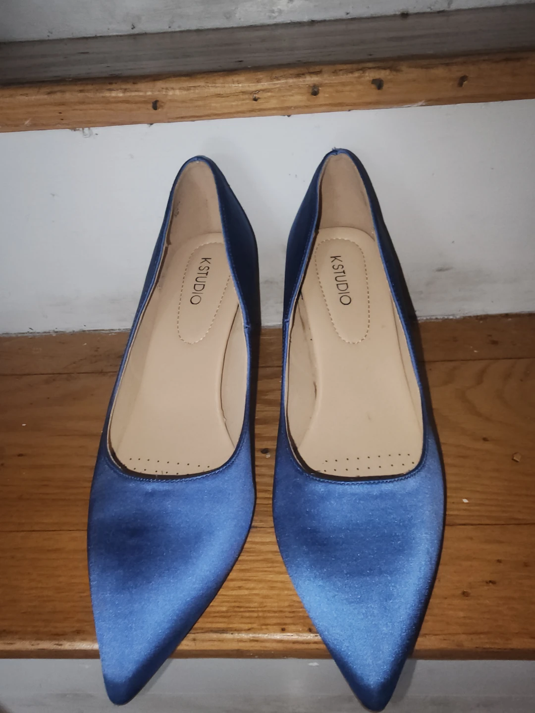 K STUDIO Blue Satin Pointed Toe Heels - photo 3