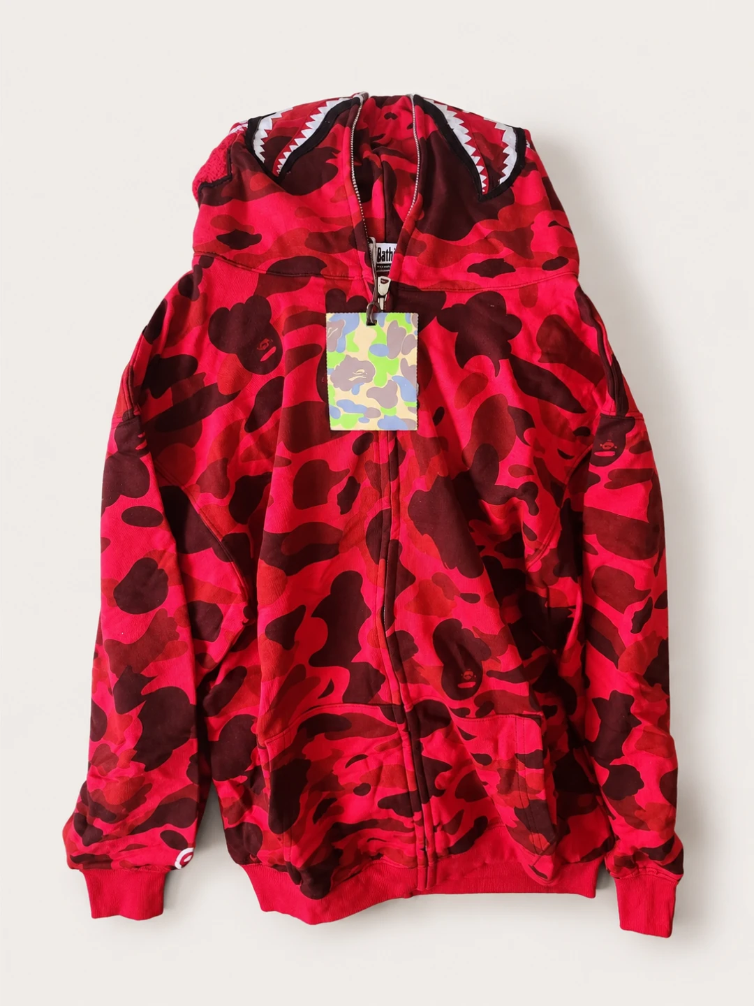 A Bathing Ape Red Camo Shark Full Zip Hoodie
