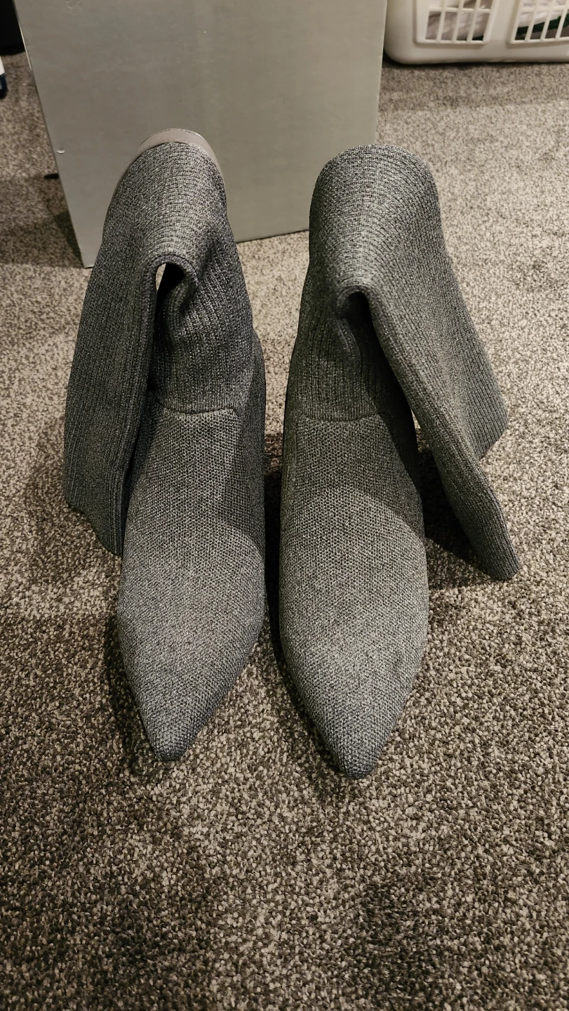 Grey Knit Knee-High Boots - photo 4