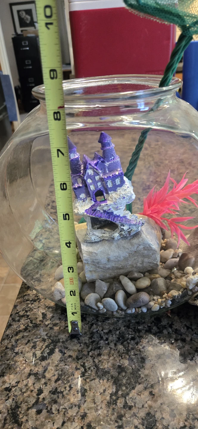Glass Fish Bowl with Castle Decor - photo 2