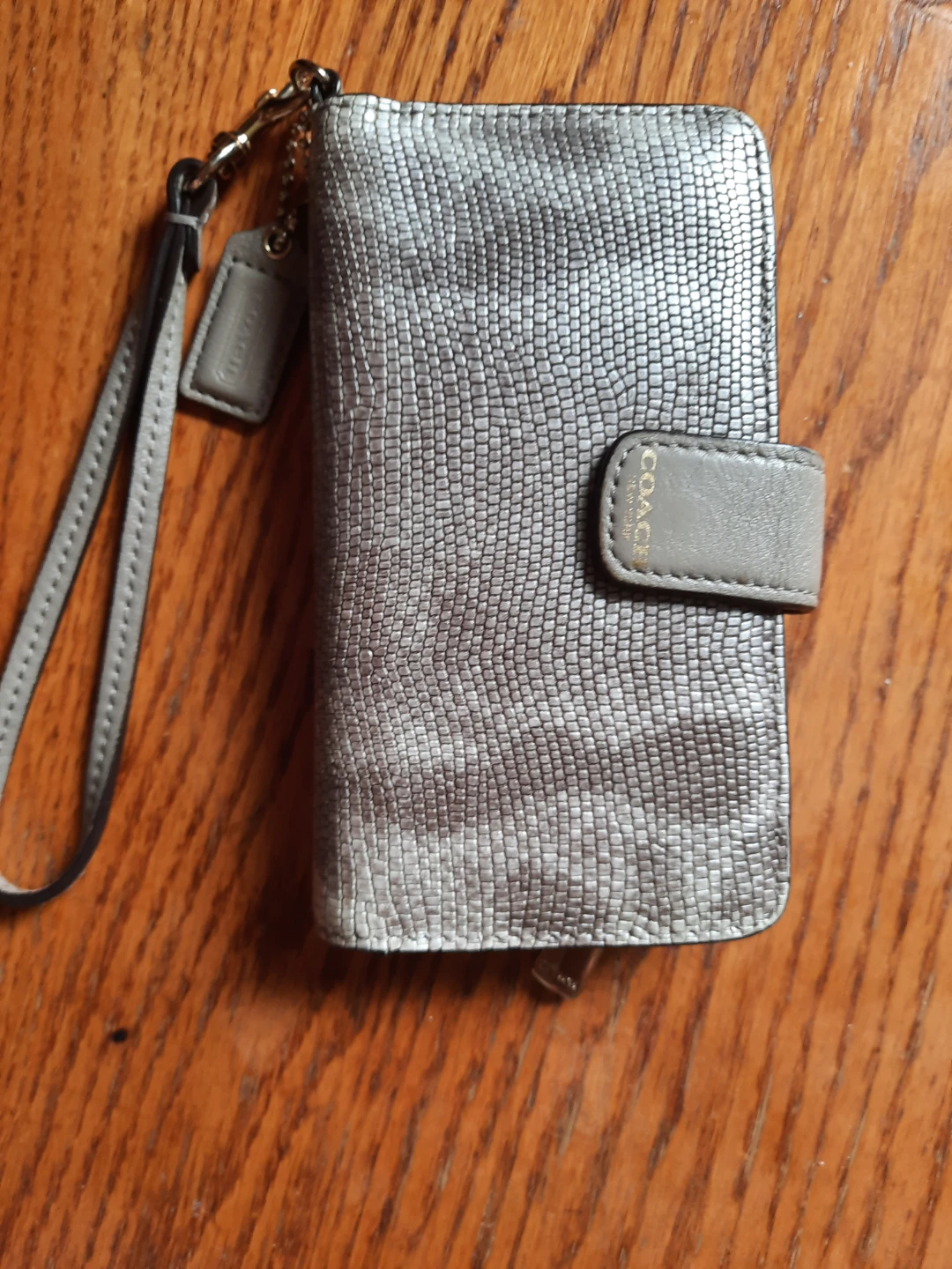 Coach wristlet, snakeskin patterned