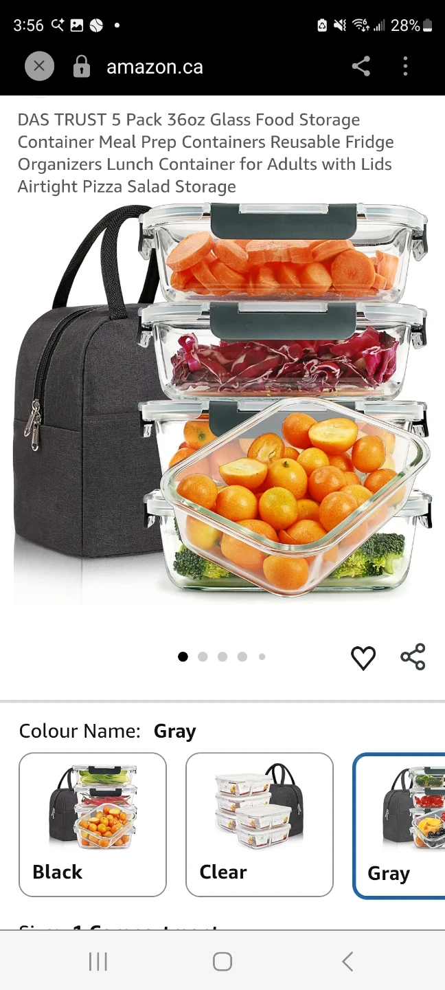 DAS TRUST 5 Pack 36oz Glass Food Storage Containers with Lids - photo 5