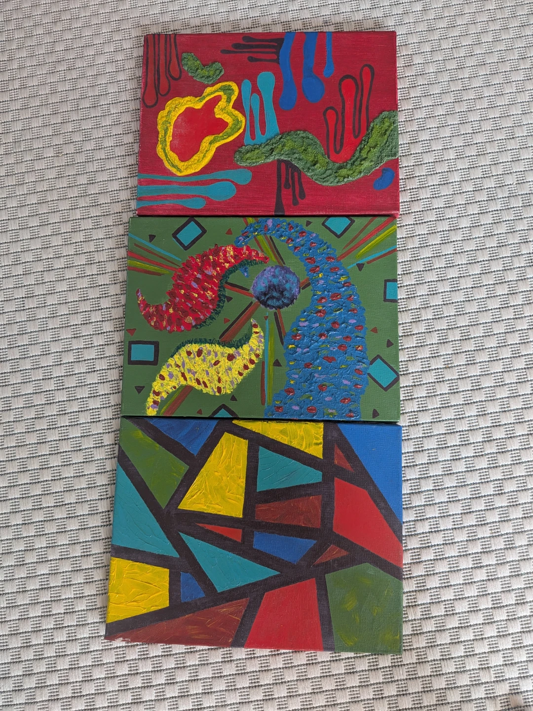 Set of 3 Abstract Canvas Paintings