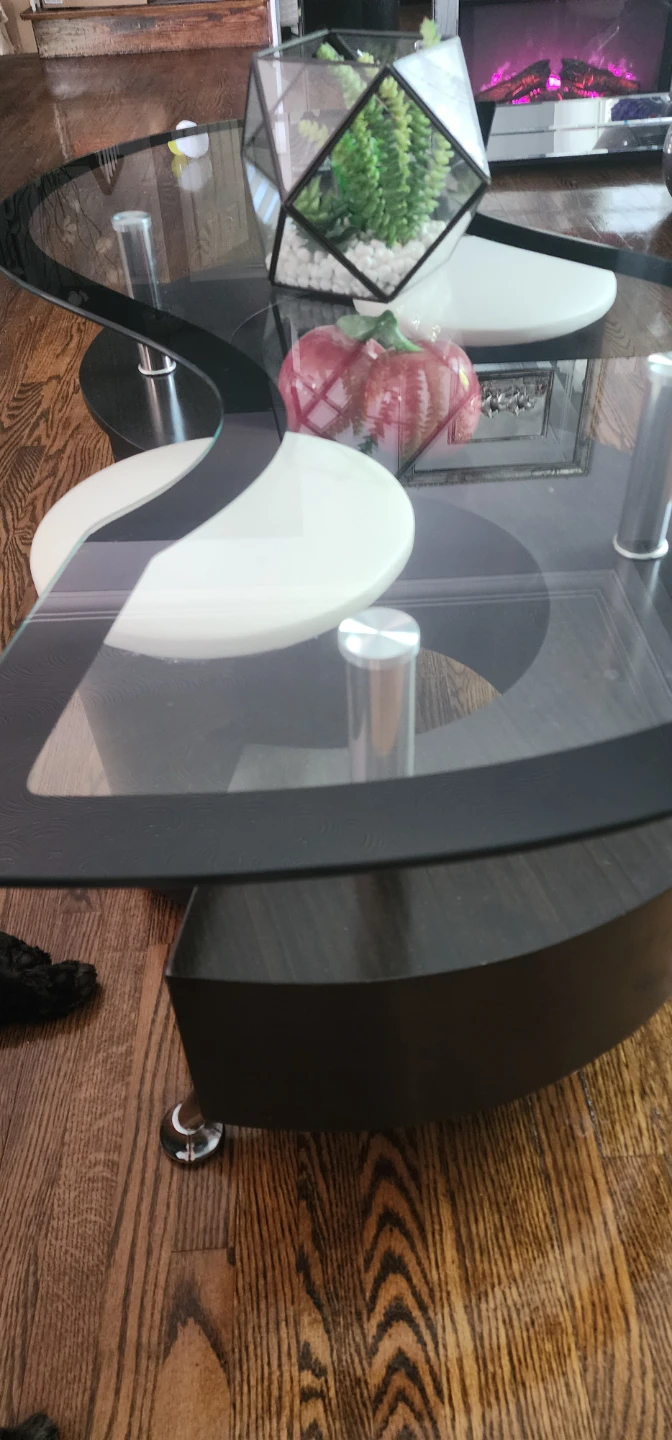 Modern Black Coffee Table with Glass Top