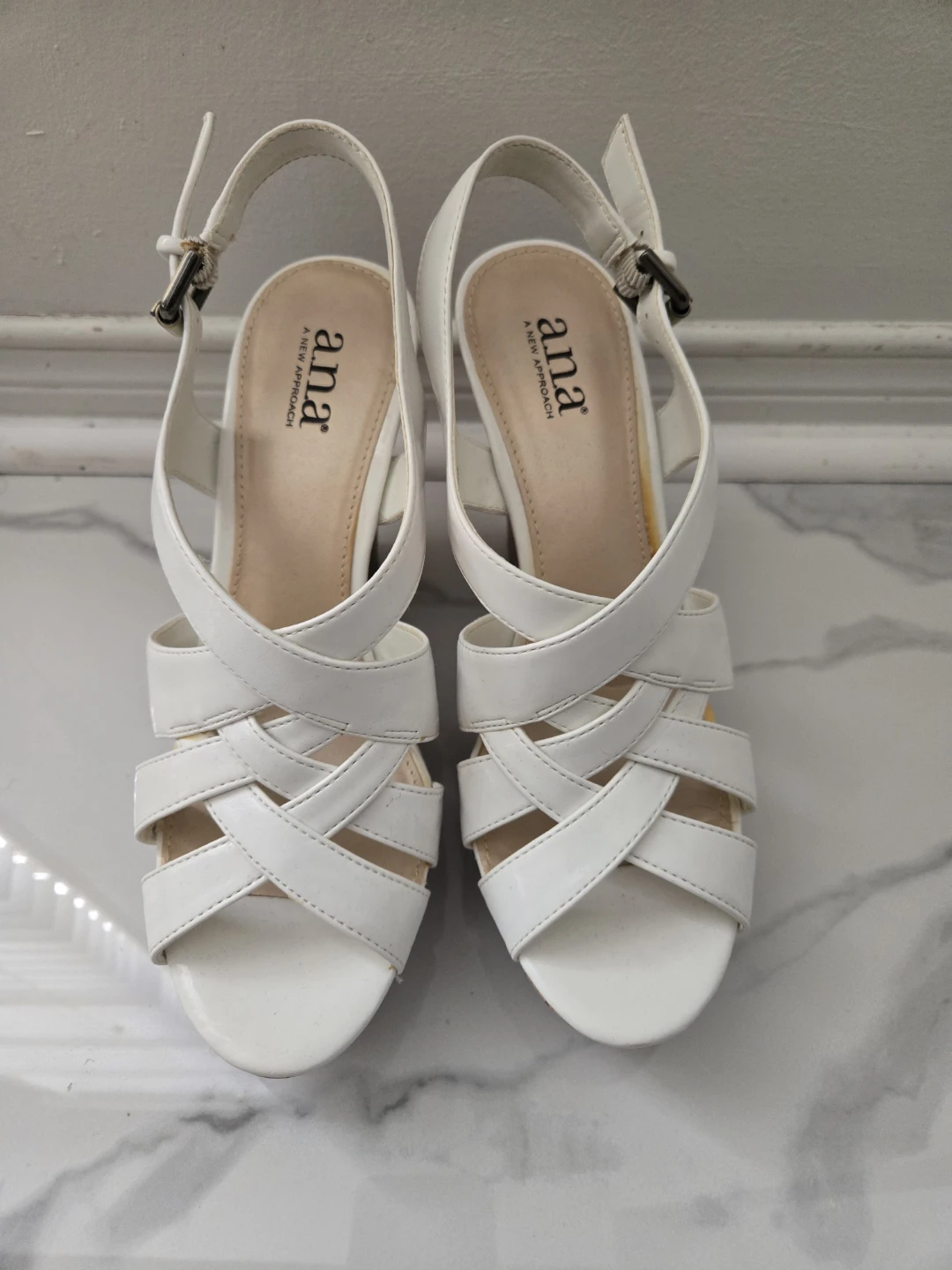 White ANA Wedge Sandals, Size 8 - photo 2