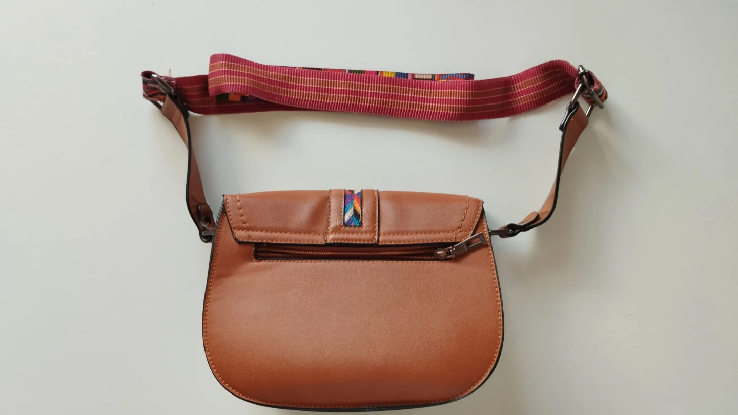 Brown Saddle Bag with Woven Strap - photo 2